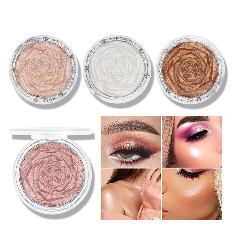 

4 Colors Rose Highlighter Powder Glow Glitter Palette Face Contour Brighten Makeup Shimmer Illuminate High Light Cosmetic