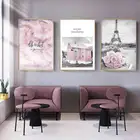 Настенная картина для спальни в скандинавском стиле, современный фон для гостиной, дивана, картина маслом розового цвета для ресторана