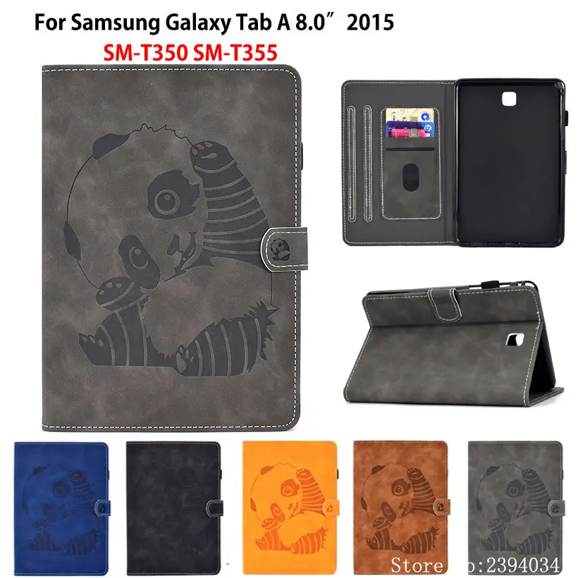 

SM-T350 Smart Case For Samsung Galaxy Tab A SM-T355 T350 T351 T355 P350 8.0" Cover Funda Tablet panda Embossed Stand Capa Shell