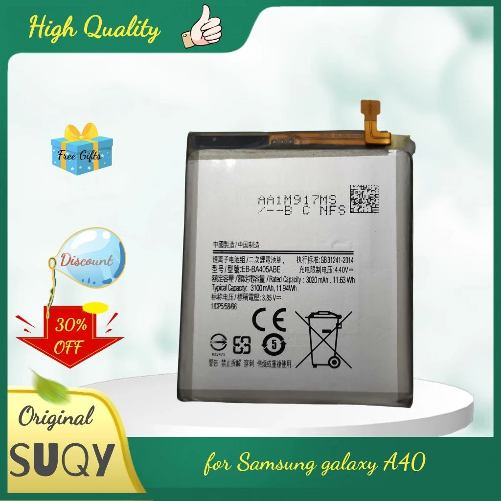

3100 mah батарея для Samsung a40 аккумуляторная батарея для Samsung galaxy A40 2019 батарея SM-A405FM/F/DS A405FN EB-BA405ABE/Абу