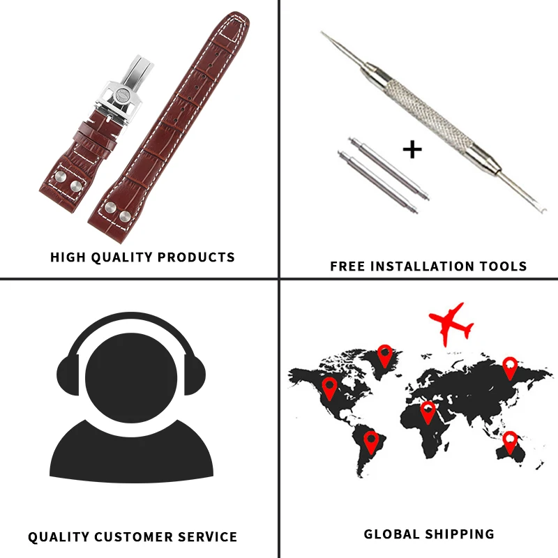 Ремешок из натуральной кожи аллигатора для часов браслет большой пилот