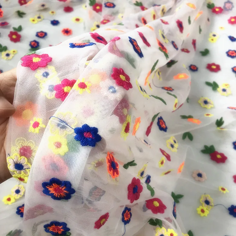 Прозрачная мягкая хлопковая кружевная ткань с вышивкой сделай сам ширина 130 см |