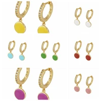 925 sterling silver ear buckle 7 color enamel round glaze hoop earrings for women minimalist geometric earrings trend jewelry