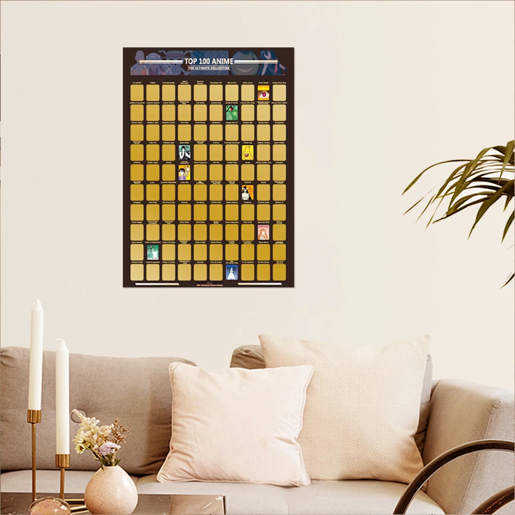 Украшение для стен Топ 100 аниме постер с царапинами фото обои Гладкий фильм ведро