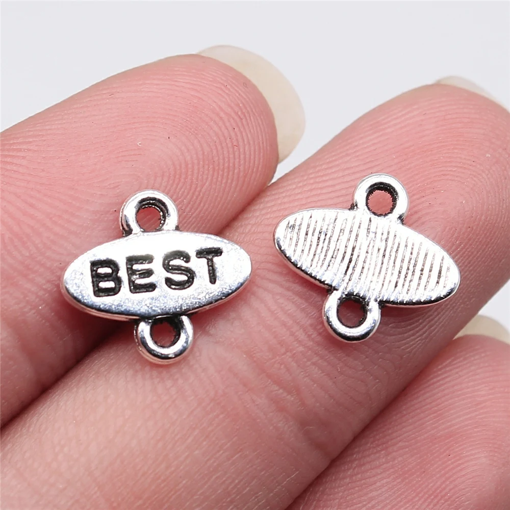 

40pcs 13x12mm Best Connector Pendant Charms Antique Silver Color For DIY Jewelry Making Zinc Alloy Jewelry Findings