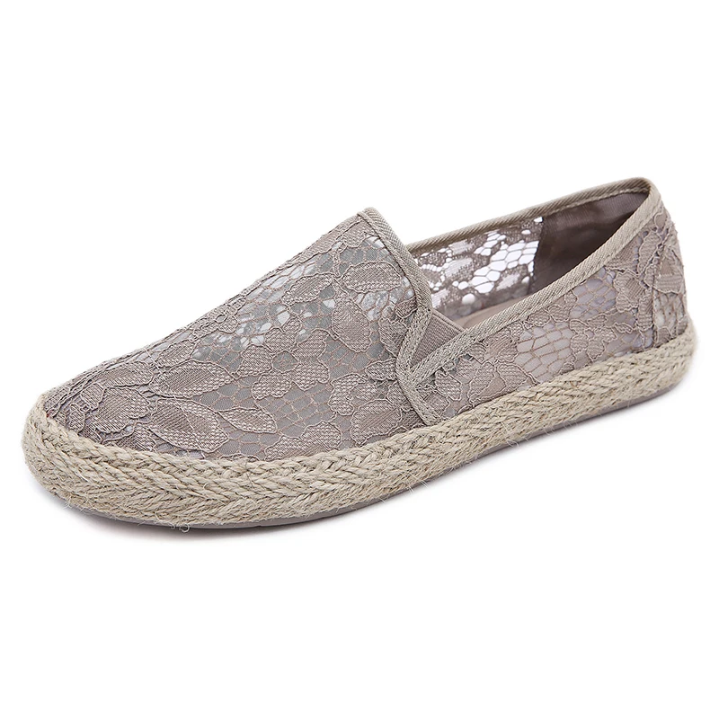 Ta Jiang authentic fashion New soft and comfortable flat shoes net sand embroidered hemp rope rubber outsole beach shoes T6688-1