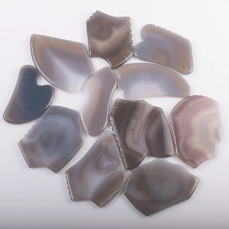 Скребок Agate Gua Sha натуральный камень пилообразный инструмент для лифтинга лица