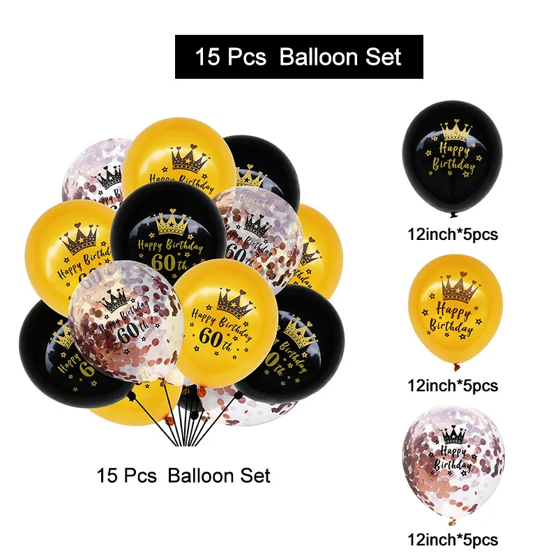 

15Pcs Gold Confetti Balloons Birthday Decorations Mixed Helium Globos Birthday Ballons Decoraitons for 18th 30th 40th 50th 60th