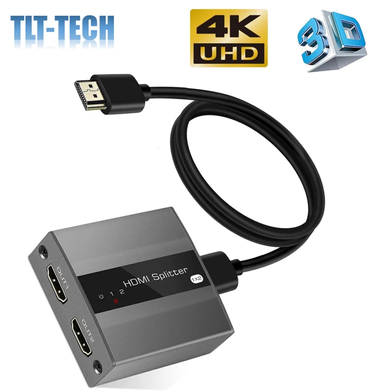 

1 x 2 HDMI Splitter 1 In 2 Out with Manual EDID Management Support 4K@30HZ 1080P 3D
