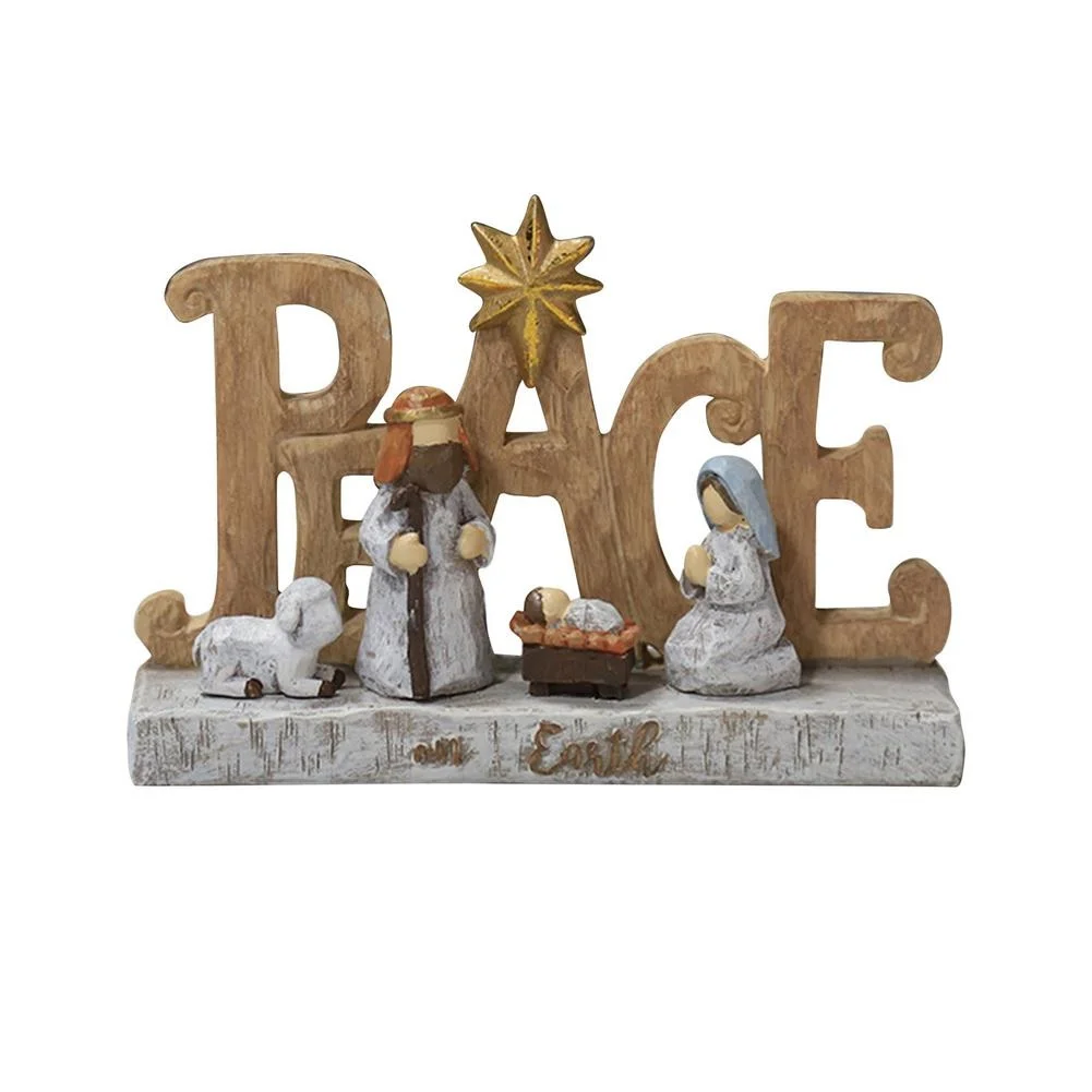 

Nativity Scene Ornaments Crafts Resin Christmas Gift Hand-painted Peach Letter Christ Birth of Jesus Manger Christian Figurines