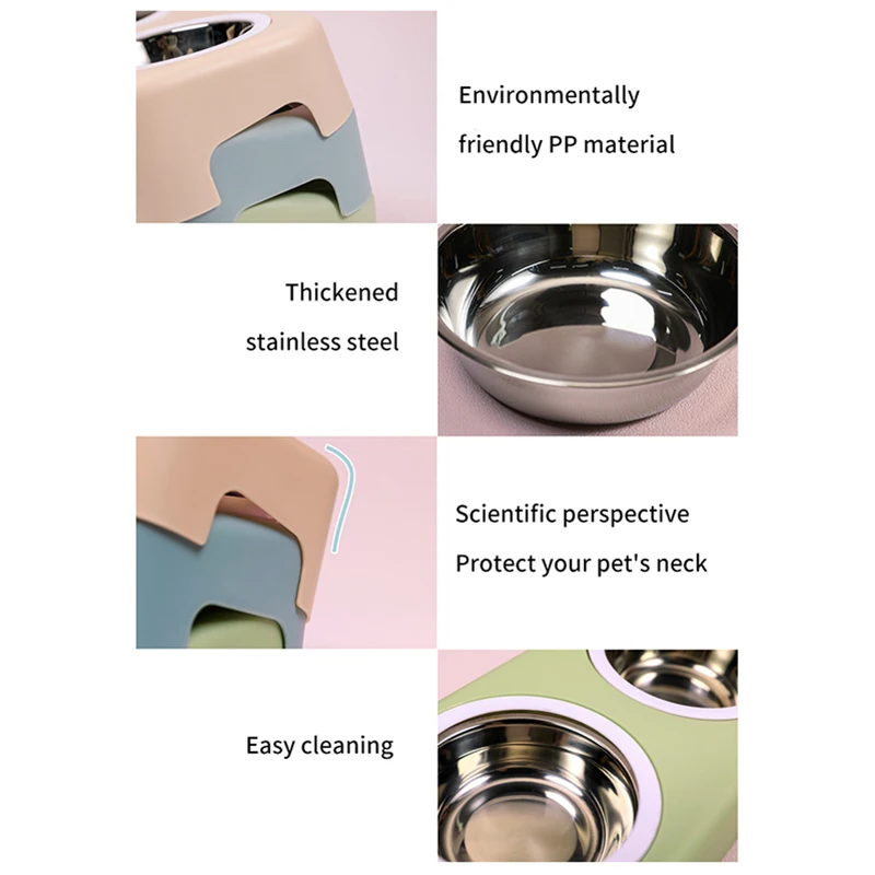 Двойная миска для собаки корм кошек кормушка воды нержавеющая сталь питье