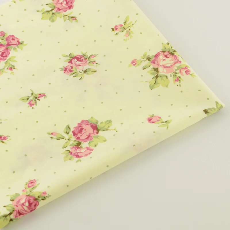 Beige Printed Floral Designs Fabric 100% Cotton Twill Bedding Scrapbooking Decoration Home Textile Quilting DIY Sewing|diy sewing|cotton twill