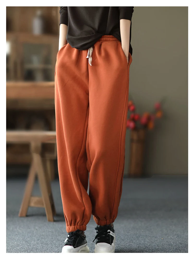 

Women Plus Size 2XL Casual Sweatpants Velvet Cotton Padded Trousers Leggings Casual Trousers