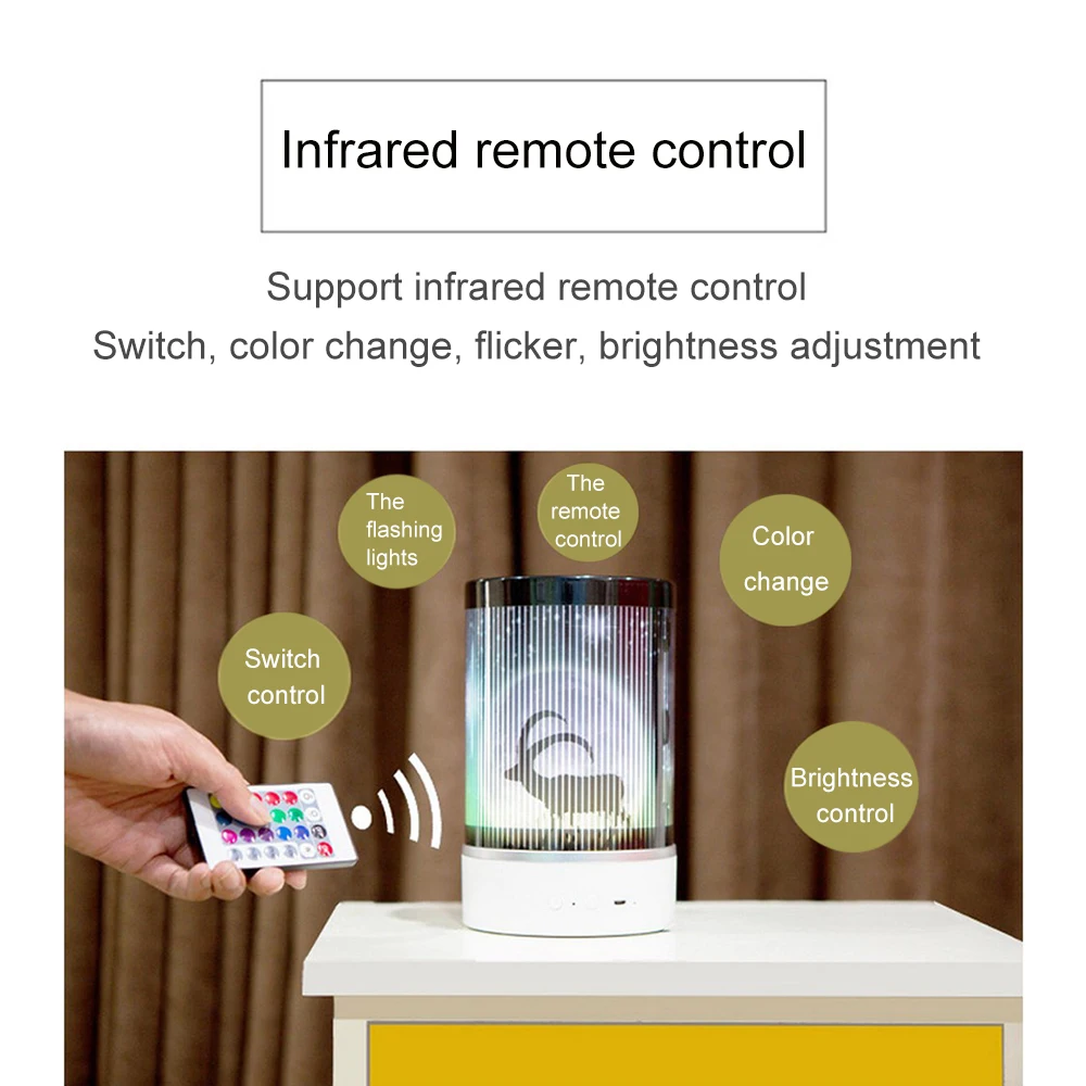 

LED Projector Night Light USB Remote Operated Lively Table Lamp for Children's Room Decorated Lights Gift Night Light Lamp