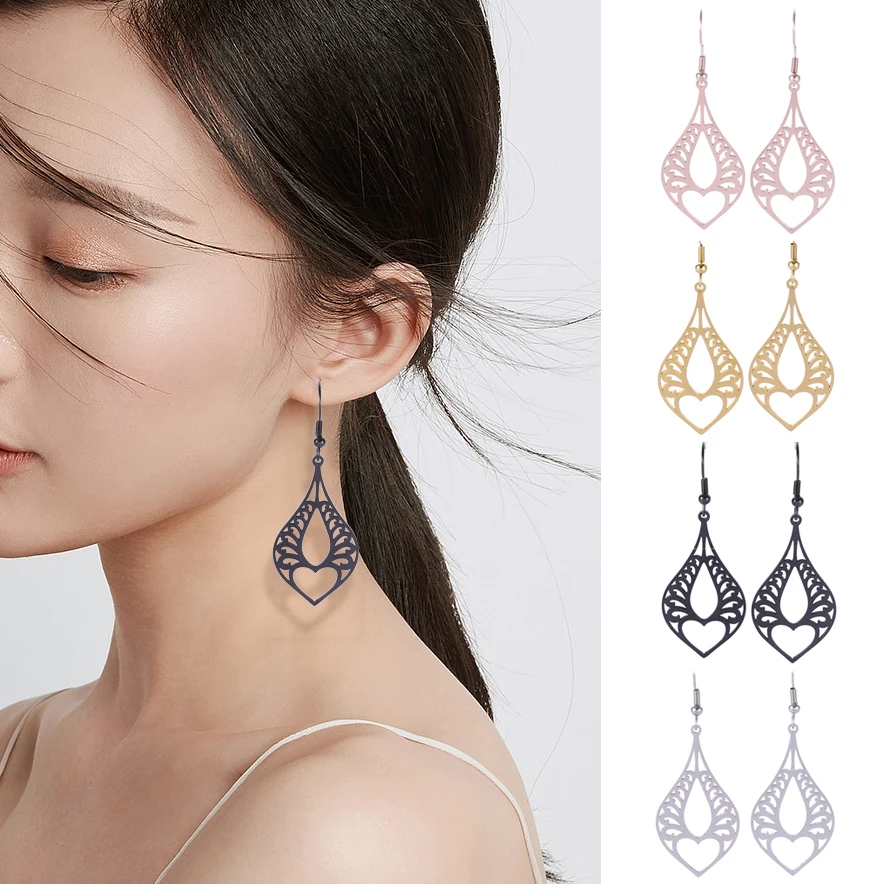 Серьги-подвески из нержавеющей стали в форме сердца | Украшения и аксессуары