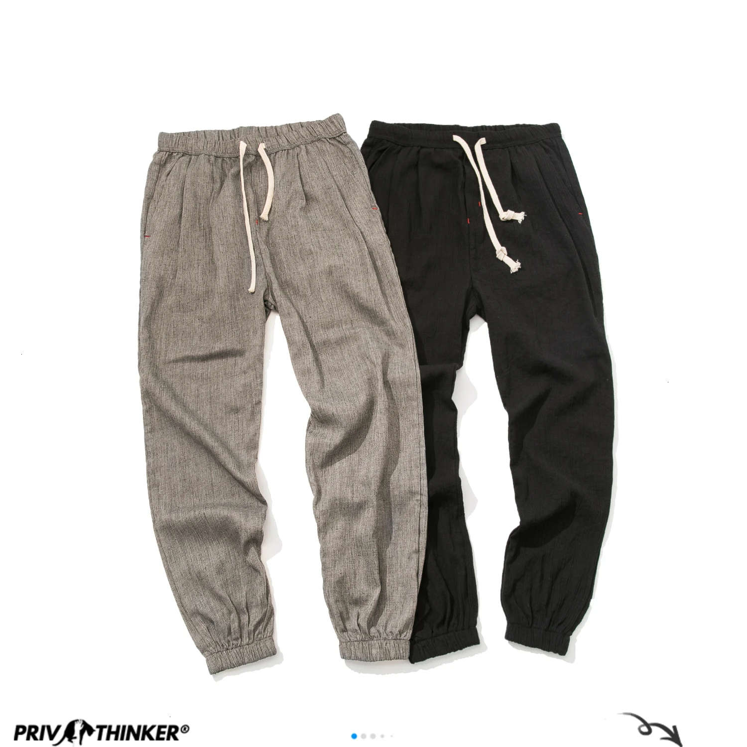 

Privathinker Cotton Linen Casual Harem Pants Men Joggers Man Summer Trousers Male Chinese Style Baggy Pants 2020 Harajuku Clothe