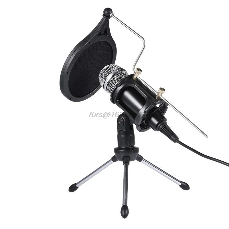 

1Set USB Computer Microphone Phone Condenser Mic with Acoustic Filter Stand Holder for Broadcast Podcasting Online Chatting