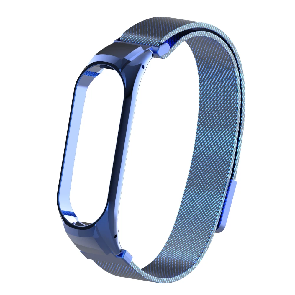 blue Браслет mi Band 4, 3, магнитный привлекательный металлический браслет и браслет для Xiaomi mi, Band 4, Смарт mi 3, 4, аксессуары, ремешок на запястье - Цвет: blue