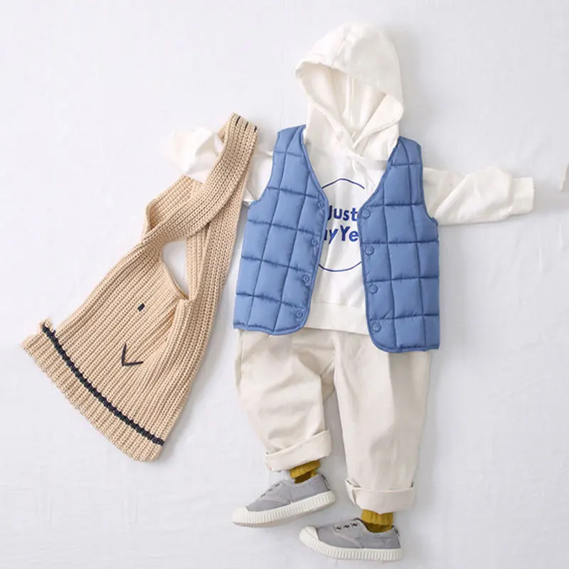 2019 г. Осенний хлопковый жилет для девочек куртки жилеты зимнее Детское пальто