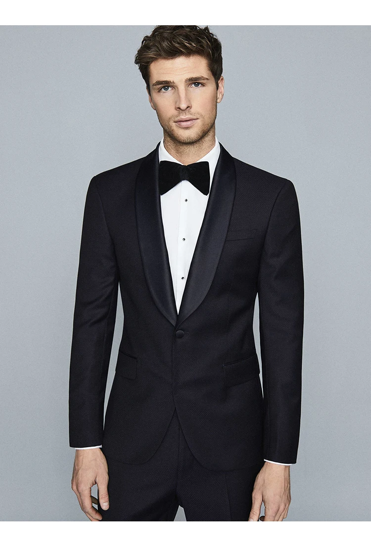 Man Suit Classic Black Formal Party Tuxedo Blazer + Pant 2pc Set Wedding Suits Prince Wear Slim Style GentleMan костюм мужской