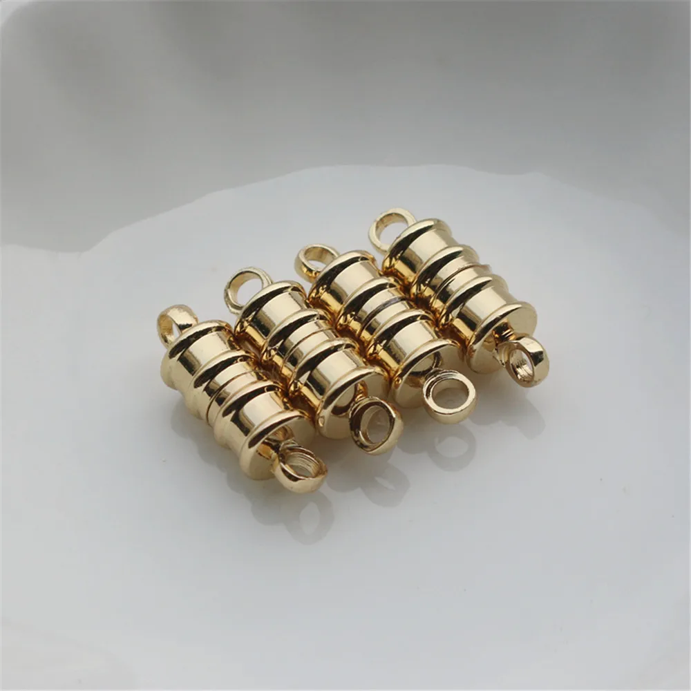 

14K gold clad DIY accessories suction iron buckle round bamboo bucket 6mm bracelet necklace retaining magnet connecting buckle