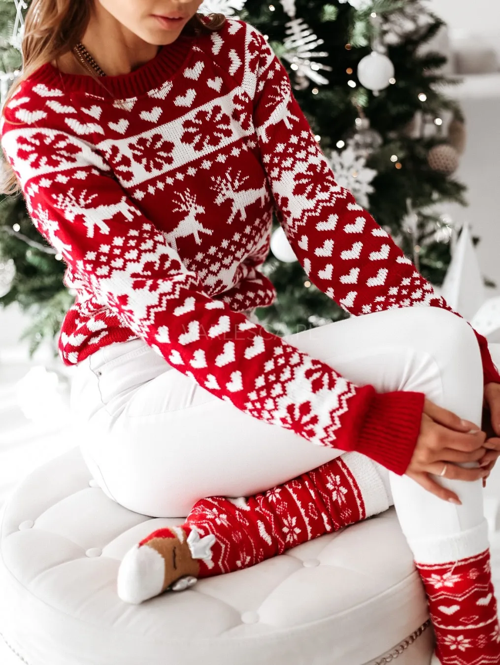 New Winter Christmas Women Sweaters Pullover Tops Casual Long Sleeve Print Knitted Sweater Clothes | Женская одежда