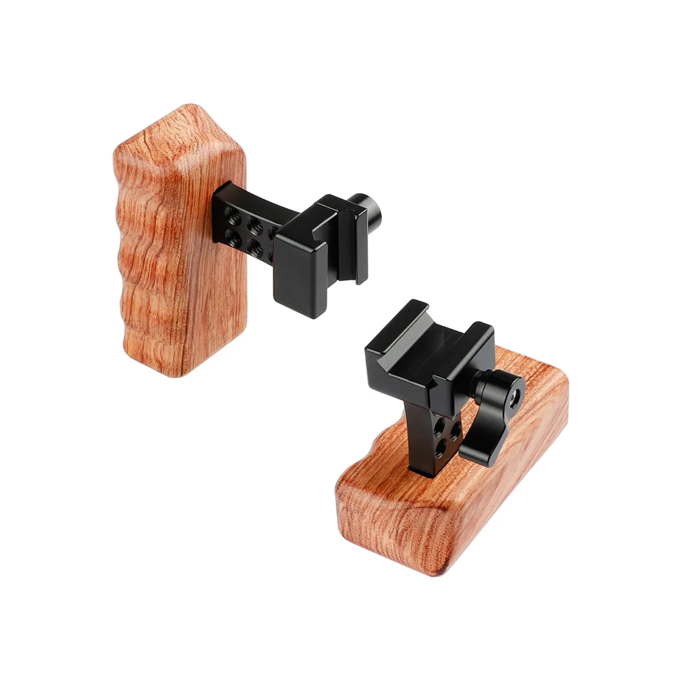 CAMVATE Wooden Handle Grip (Left & Right) With Quick Release NATO Safety Rail Clamp For DV Video Cage (RED Camera, Red Rig) New