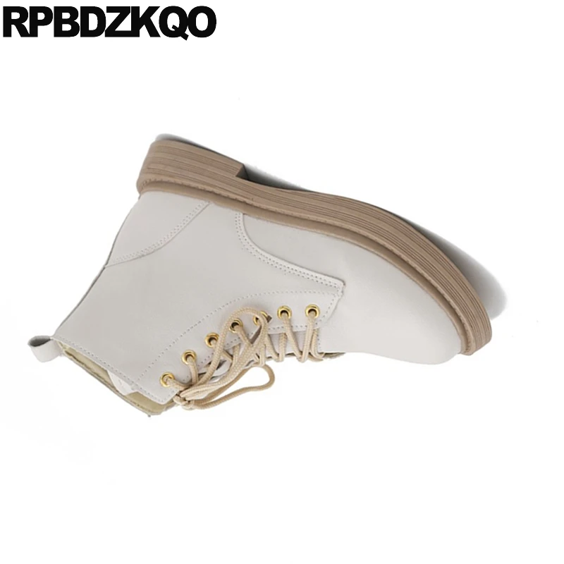 Женские ботинки на шнуровке черные водонепроницаемые ботильоны с круглым носком