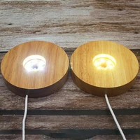 smart home new wood light base rechargeable wooden led light rotating display stand