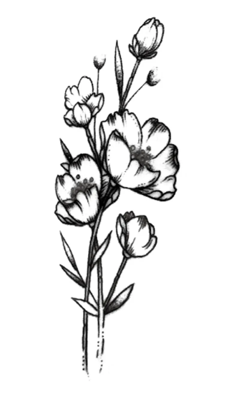 Waterproof Temporary Tattoo Stickers Black Eustoma Flower Small Size Tatto Flash Tatoo Fake Tattoos for Man Kid Girl Women | Красота и