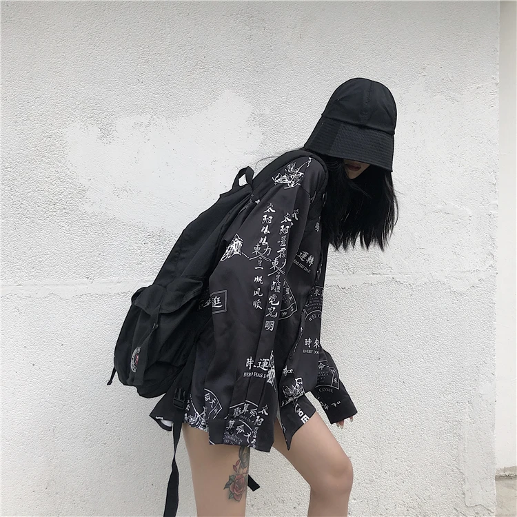 Neploe Harajuku китайская блузка с буквенным принтом свободная негабаритная уличная Футболка Топ рубашка корейский хип хоп панк блузки Blusas 55043