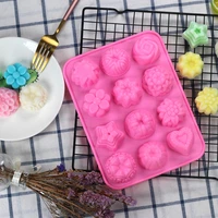 12 hole flower shaped cake silicone mold chocolate mould diy dessert biscuit candy jelly baking tools kitchen accessories