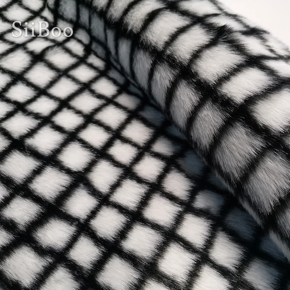 

High quality super thick plaid 2cm long pile faux rabbit fur fabric for winter coat fourrure pelliccia piel sintética SP6040