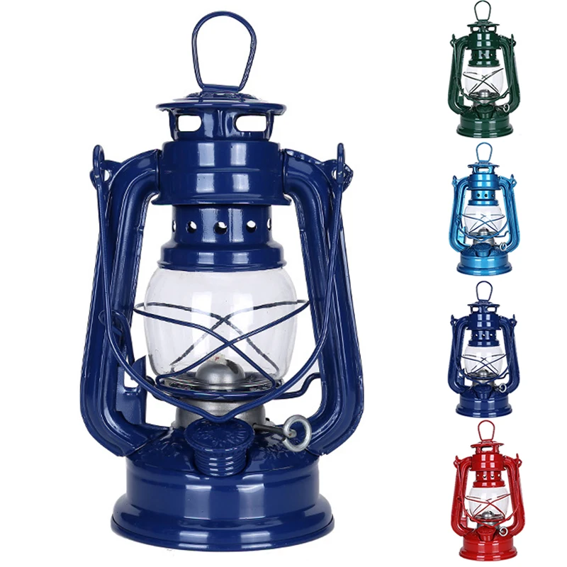19cm Retro Outdoor Camping Kerosene Lamp Oil Light Lantern Style Decor Multifunction Iron Camping Lamp Mediterranean Style Decor