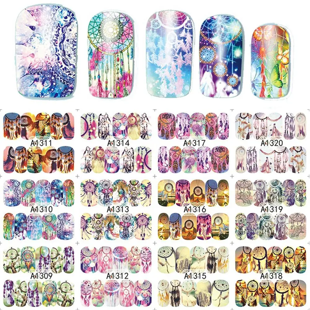 1 большой лист Водная передача Ловец снов серия наклейки для ногтей DIY Наклейка