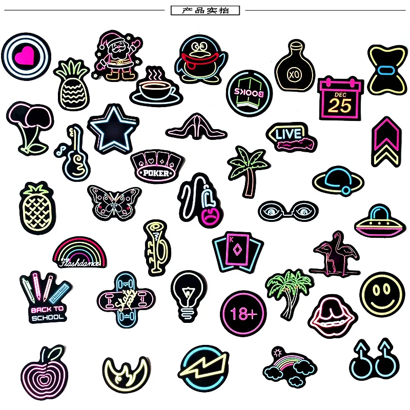 100 ⑤ упак. светящийся неоновый свет скейтборд водонепроницаемые наклейки