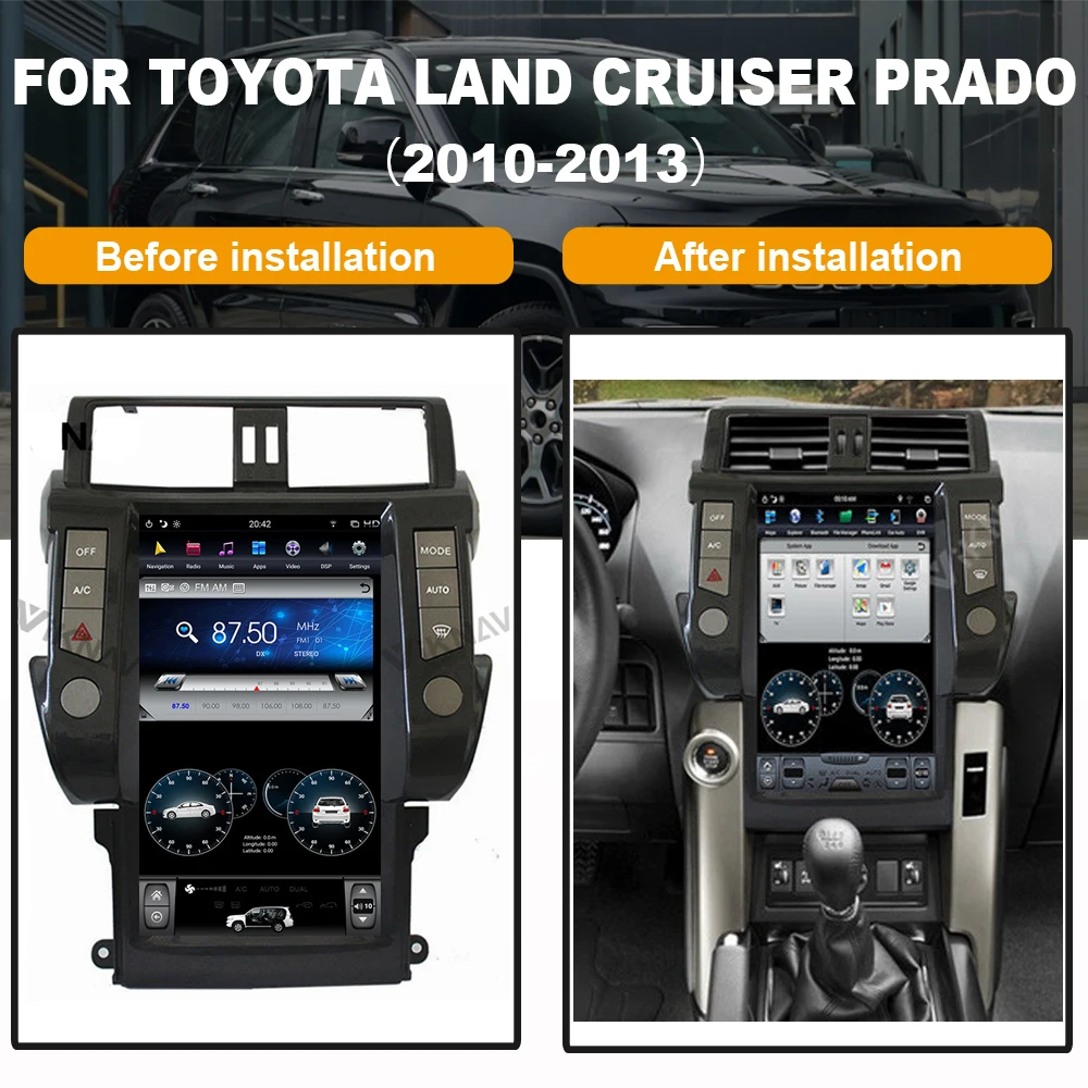 

for-TOYOTA Land Cruiser Prado 2010 2011 2012 2013 android system car GPS Navigation video player radio FM 2din 13.6 inch