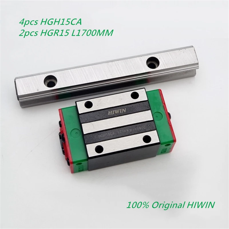 

100% Original HIWIN 2pcs HGR15 L1700mm linear guide rails + 4pcs HIWIN HGH15CA linear carriage blocks