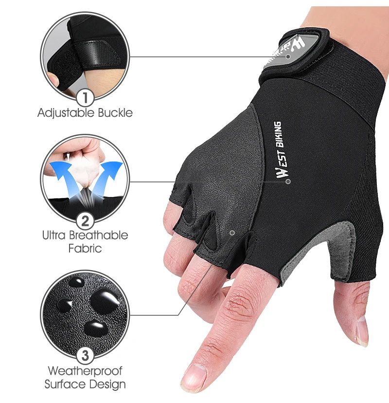 

Summer Cycling Glove Half-finger Mountain Bike Bicycle Short-finger Non-slip Riding Equipment Breathble Shockproof Gel Pad Glove