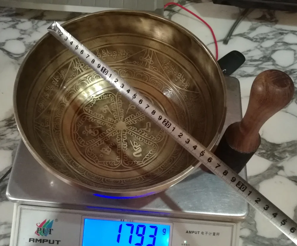 1.739 TBC976 Тибетский огромный сверхбольшой из чистой латуни ручной работы пение bowlTibet антикварные ремесла - Цвет: 1.739
