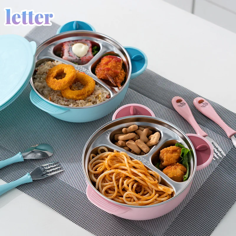 

Baby Bowl Stainless Steel Insulation Bowl Spoon Set Children's Tableware Cartoon Printing Children's Food Bowl New Products