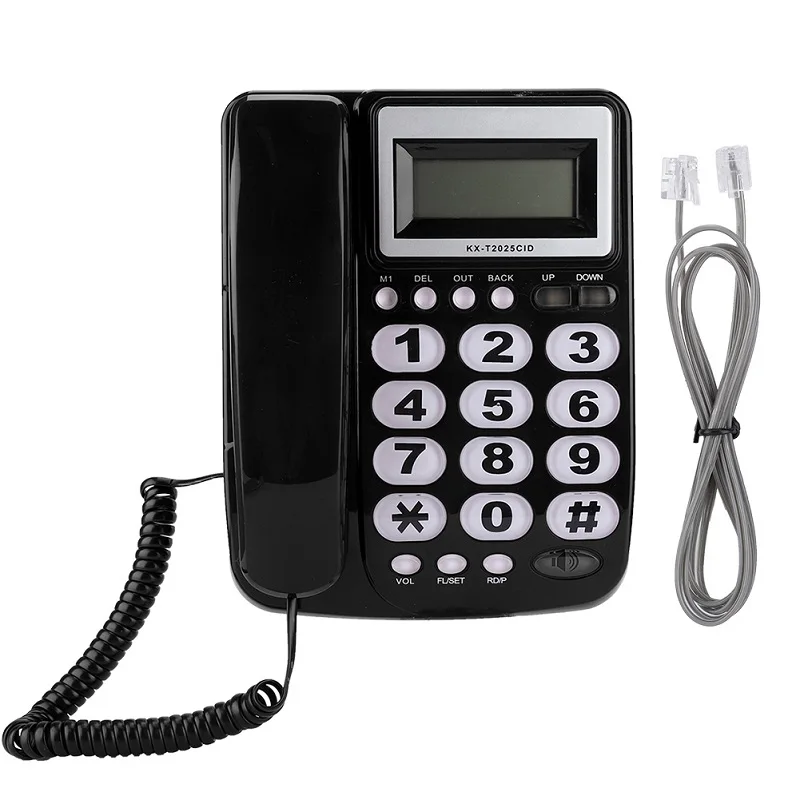 Офисный стационарный телефон с ID звонящего дисплей telefono inalambrico де Каса большие кнопки Функция шумоподавления калькулятор - Цвет: Черный