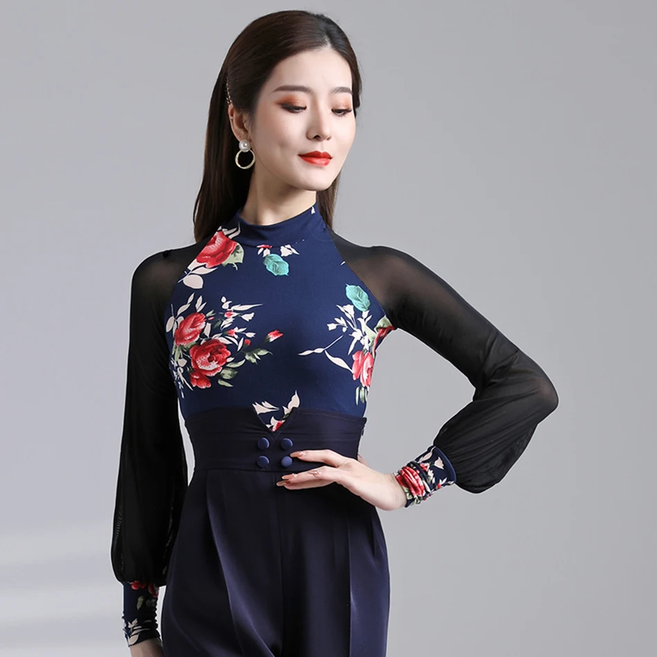 Женские топы для латиноамериканских танцев L2177A Топы с длинным рукавом самбы