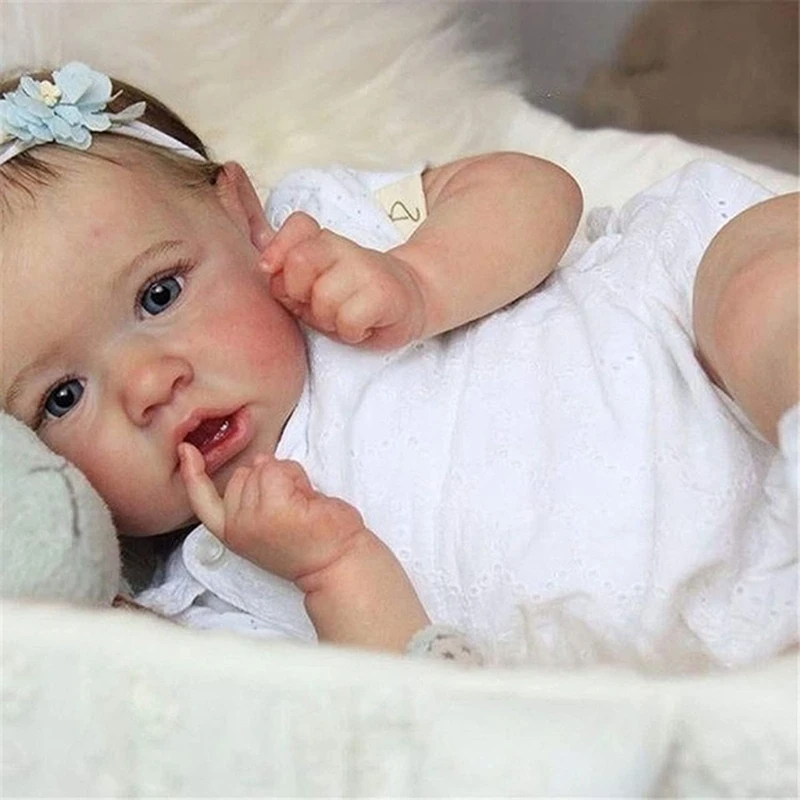 

Realistic Saskia Reborn Baby Dolls Grey Eyes Girls Full Silicone Doll H055