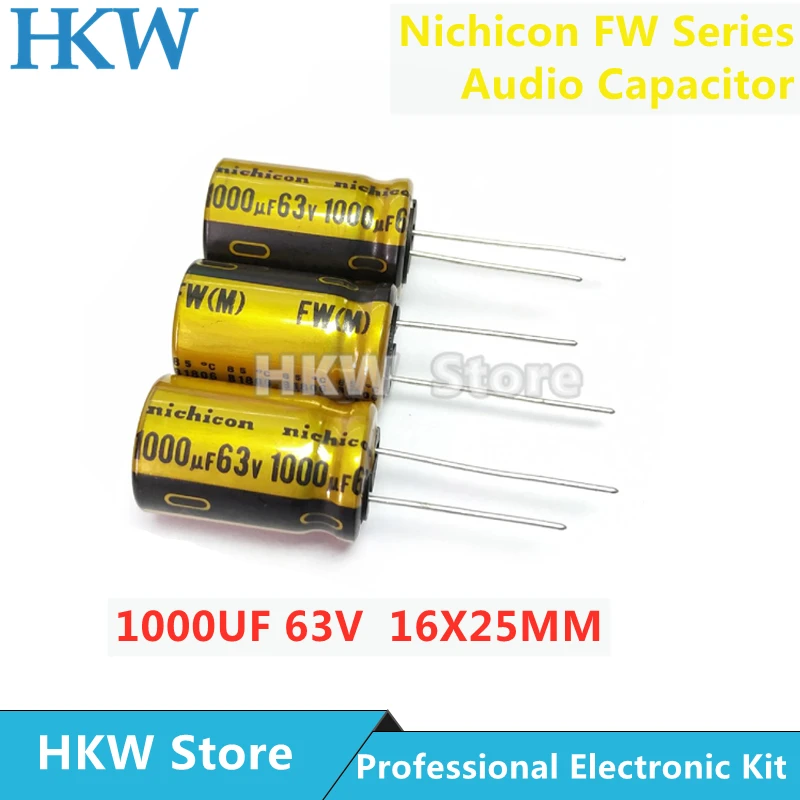 Nichicon 1000uf 63v 16×25 mm Série fw Capacitores Eletrolíticos Capacitores de Áudio Hi-fi Novo e Original 63v1000uf 16*25 mm Peças