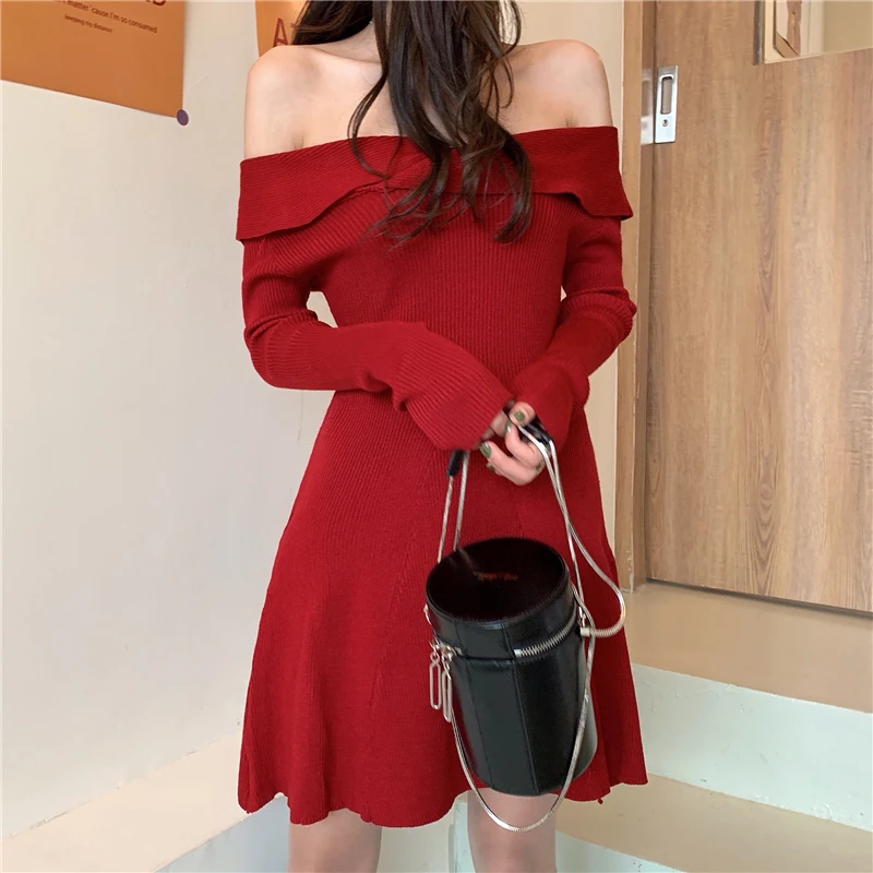 

Bodycon dress for women Square Neck Black Dress Women Elegant Cotton Fashion Side Split Dress Mini Ladies Basic