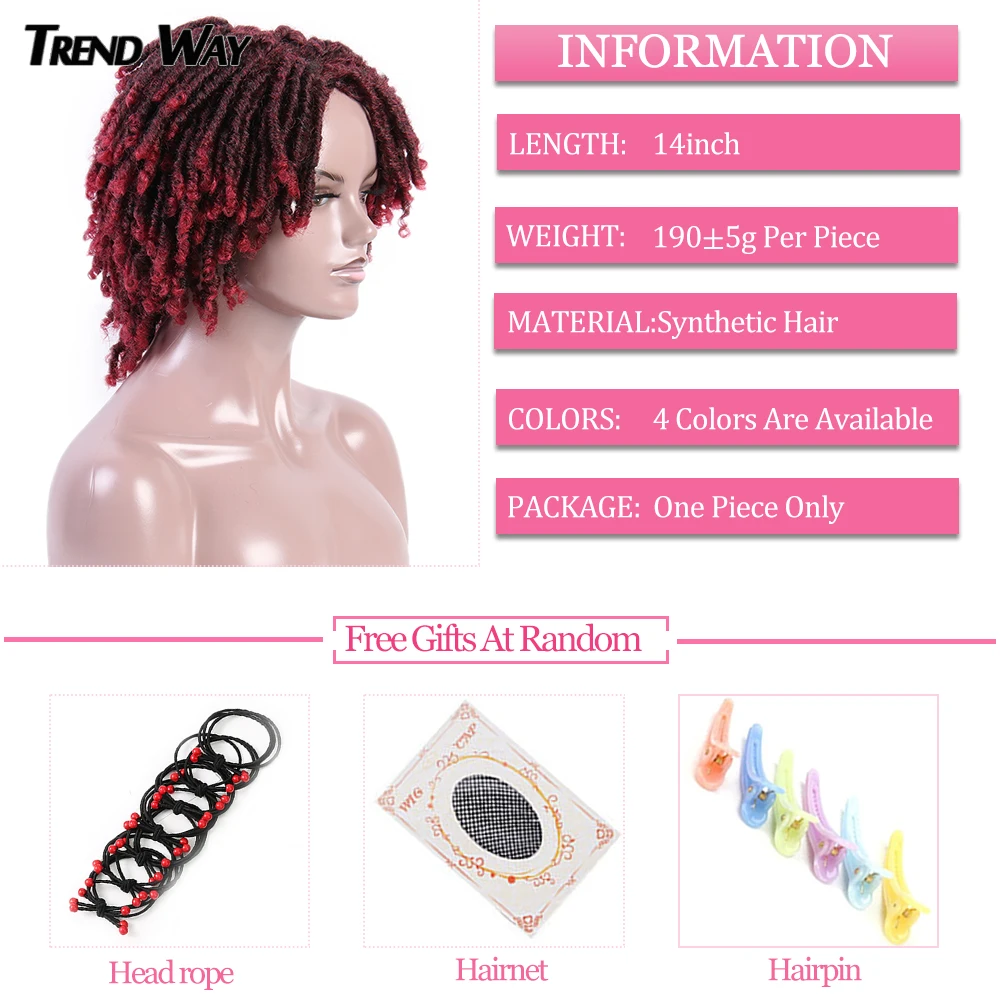 14 дюймов плетение дредлоки для увеличения объема синтетические парики средней эффектом деграде (переход от