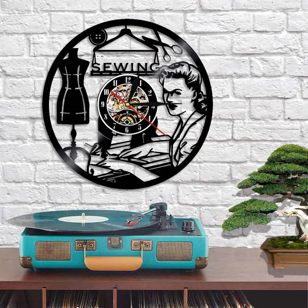 Декоративные настенные часы для шитья комнаты винтажные виниловые записей