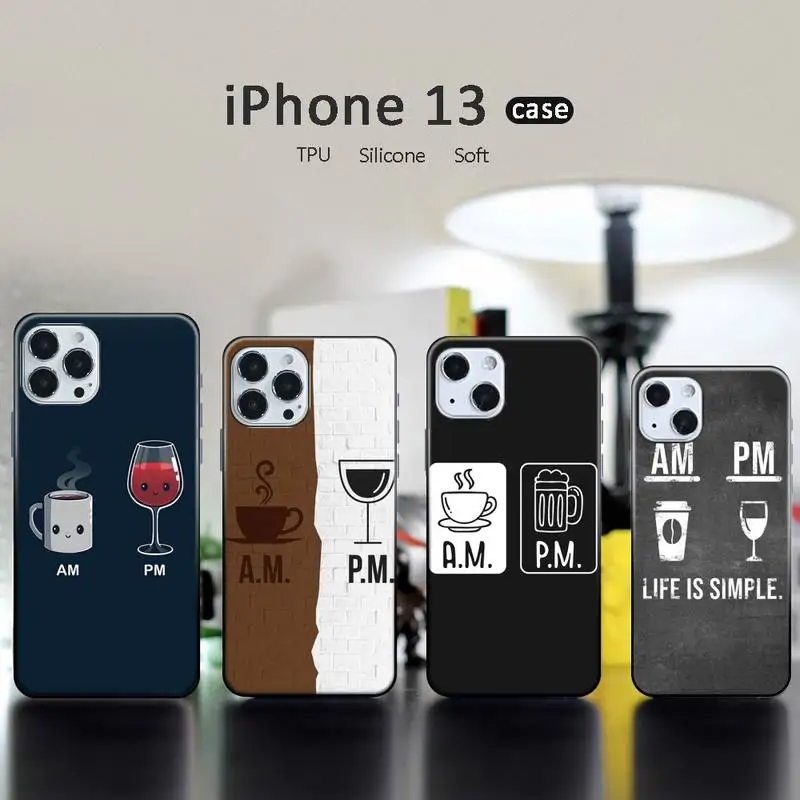 

Coffee Wine Cup logo Phone Case for iphone 13 12 11 pro mini XS max 6 6s 7 8 plus X XR soft TPU coque shell funda