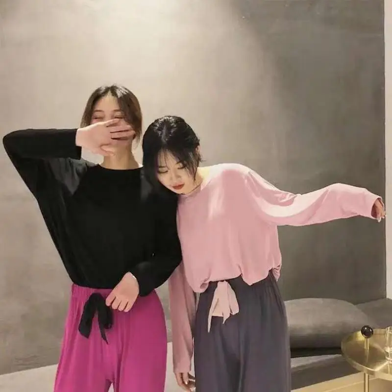 

2020 New Home Modal Suits Women Spring Loose Long-sleeved Pajamas Two-pieces Pajamas Round Neck Sleepwear Female Comfortable